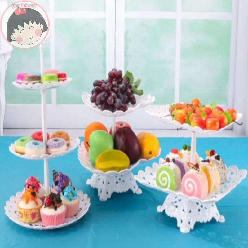 Gent 1/2 ชิ้นเค้กจาน Cupcake ขนมแผ่นสามชั้นตะกร้าผลไม้สร้างสรรค์ EN