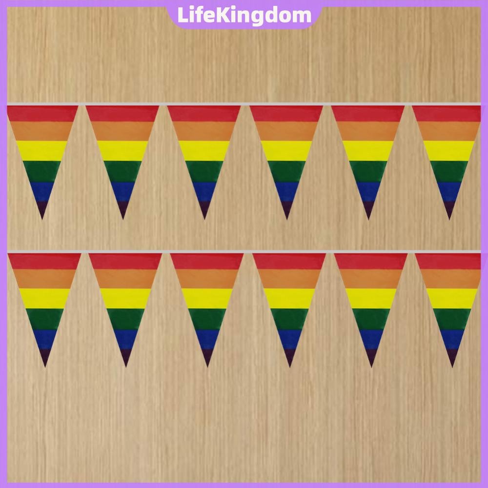 5/10M LGBT Pride String Flag Pennant สีสันลาย 10/20 ธงเกย์ Pride แบนเนอร์สามเหลี่ยม Pride Flag สําหร