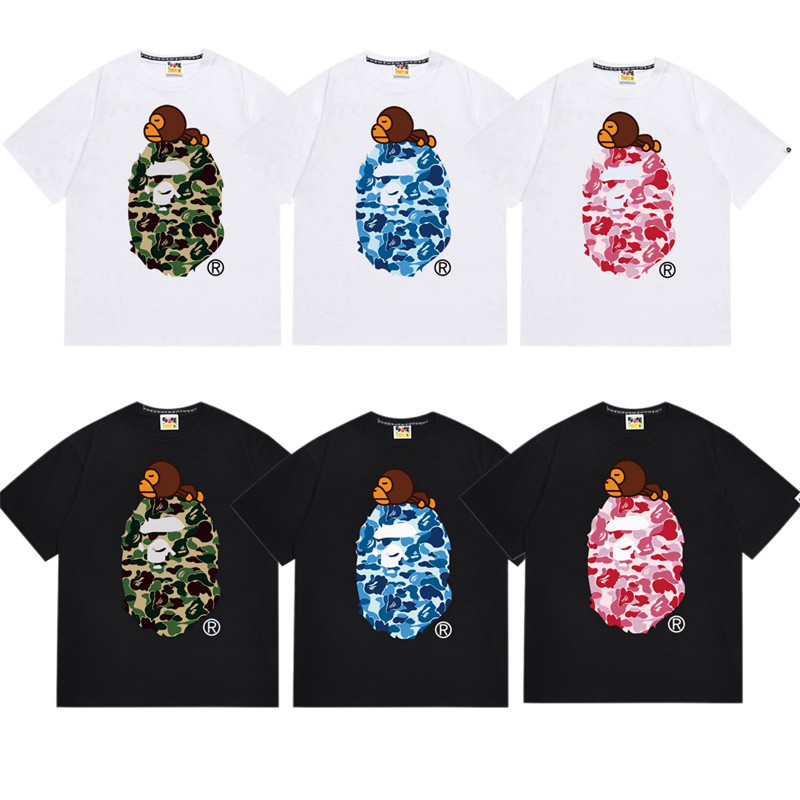 เสื้อยืดแขนสั้นผ้าฝ้ายสำหรับทั้งผู้ชายและผู้หญิง ลายพราง สไตล์แฟชั่น ไซส์ใหญ่