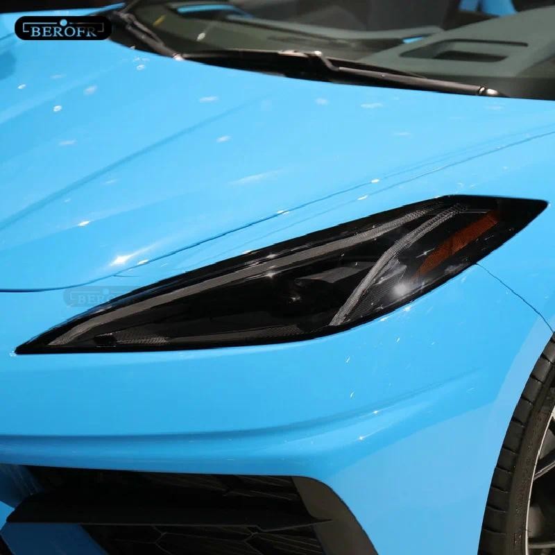 ไฟหน้ารถป้องกันฟิล์มควันสีดําTPUโปร่งใสสติกเกอร์สําหรับChevrolet Corvette C7 C8 2014-Onอุปกรณ์เสริม