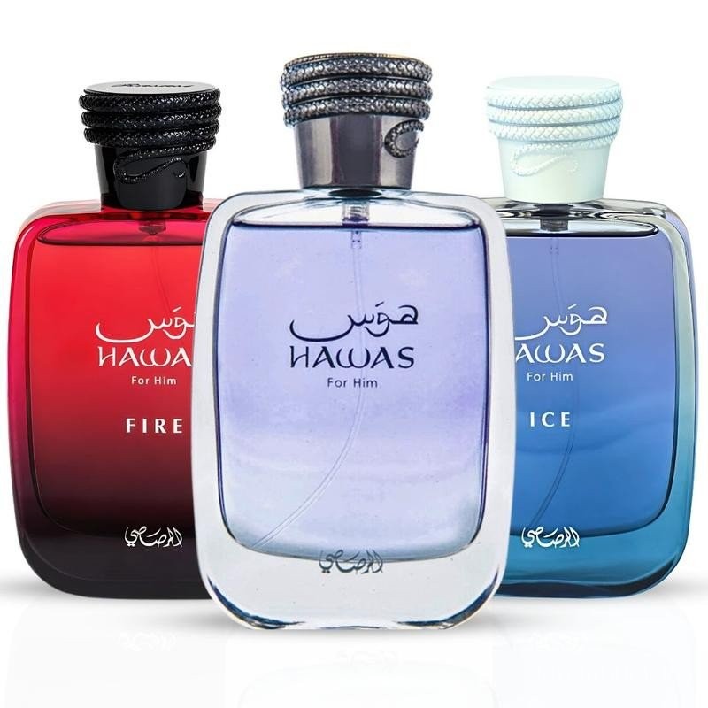 Hawas, Hawas Ice & Hawas Fire Eau De Parfum Sprays 100ML (3.4 OZ) By Rasai | Trio Of Invigorating, R