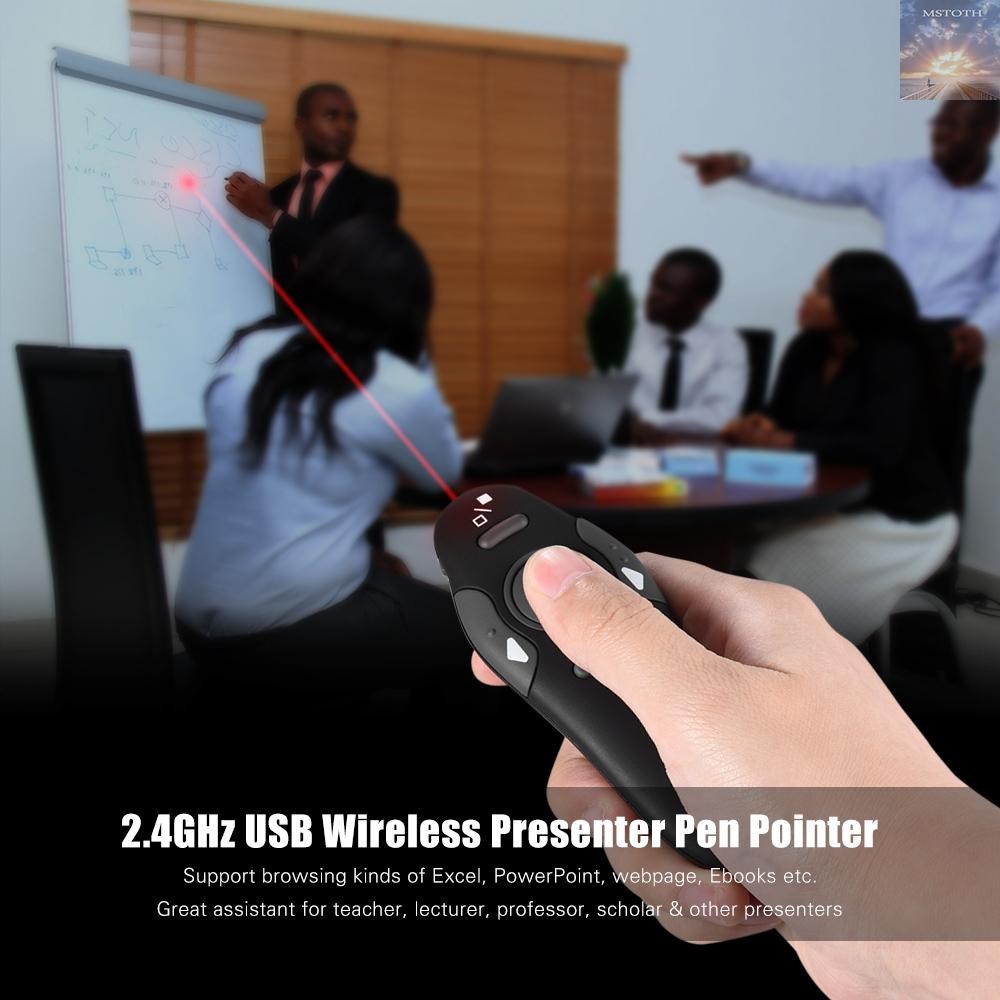 [โปรโมชั่น] การนําเสนอ Powerpoint ไร้สาย 2.4GHz PPT Flip Pen Pointer Clicker Presenter พร้อมรีโมทคอน
