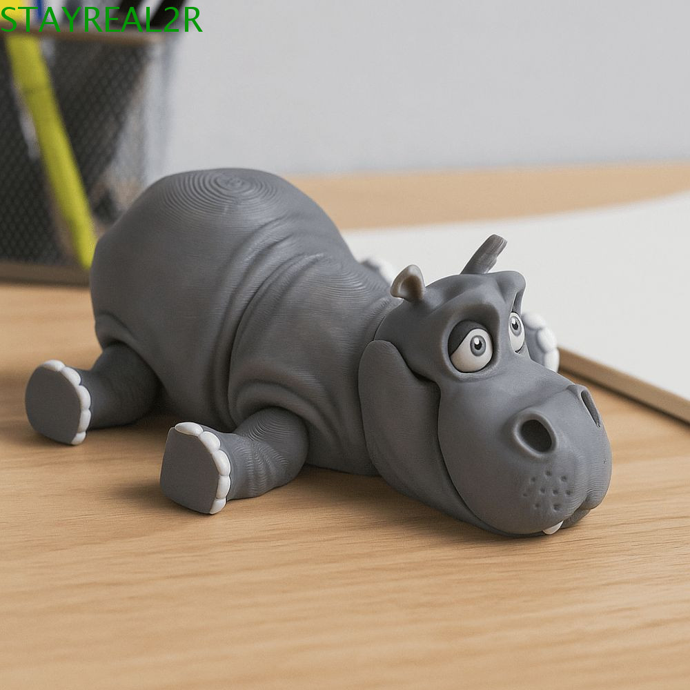STAYREAL2R 3D พิมพ์ Hippopotamus สไตล์น่ารัก Poseable ข้อต่อจําลอง Hippopotamus ของเล่น, การออกแบบสร