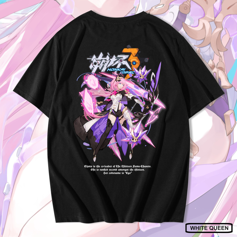 WHITE QUEEN - เสื้อยืด ELYSIA HONKAI IMPACT 3RD - เสื้อยืด DISTRO ของผู้ชายและผู้หญิง ANIME & การออก