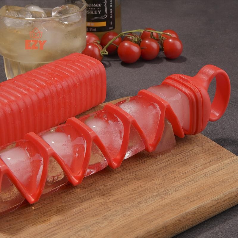 EZY Creative ICE CUBE แม่พิมพ์ Pull-out Bar 10 ตารางแช่แข็ง ICE CUBE แผ่น Maker ซิลิโคนกล่องน้ําแข็ง