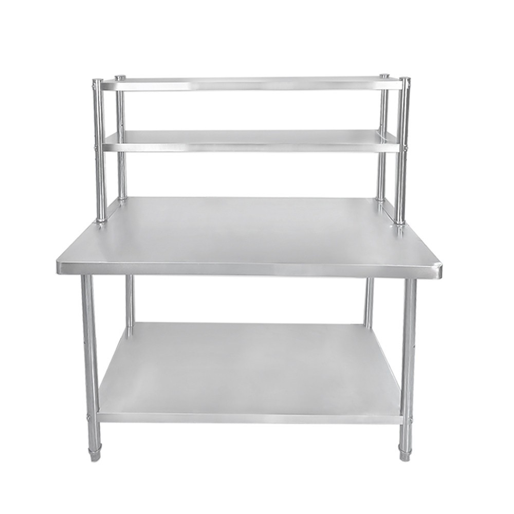 GlobalHouse CROWN โต๊ะเตรียมสเตนเลส 2 ชั้น พร้อมชั้นวาง SUS304 150x80x160 ซม. NOELLE-SS304 (1/2) สินค้าของแท้คุณภาพดี