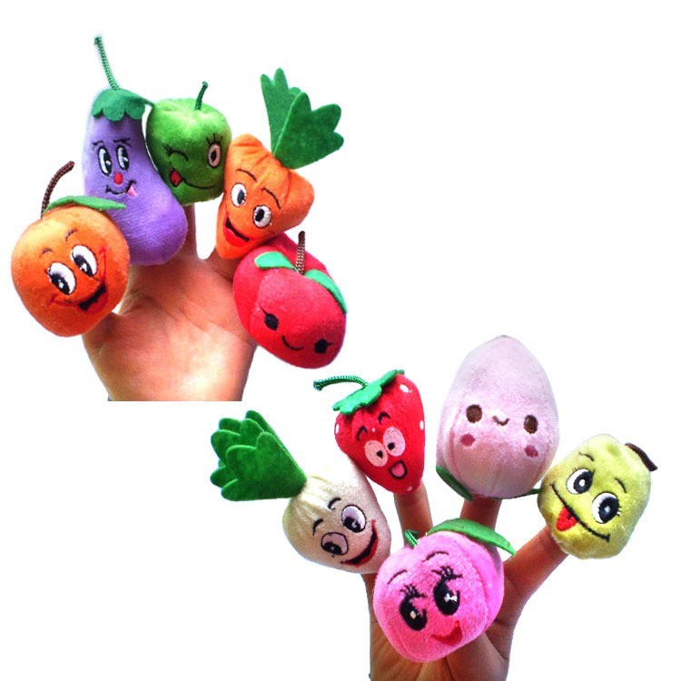 ส่งทุกวัน  ตุ๊กตาหุ่นนิ้ว  พร้อมส่ง ผักผลไม้ จำนวน 10 ชิ้น Hand Puppet Puppets Finger Puppet