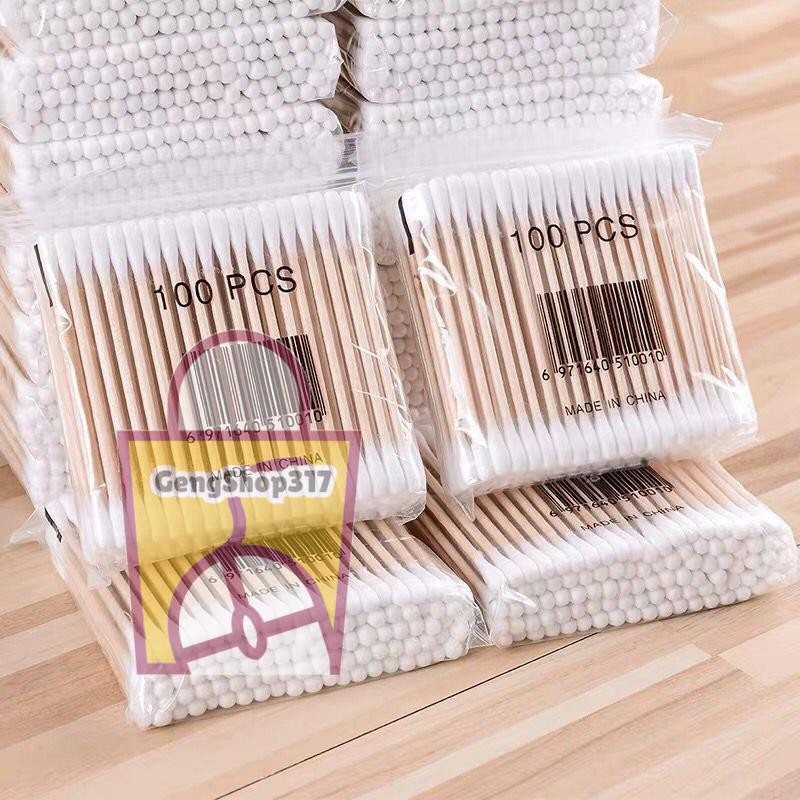 ✈️🚀พร้อมส่ง Cotton Buds คอตตอนบัด สำลีปั่นหู  อย่างดีไม่รุ่ยง่าย 1แพ็คมี100ชิ้น😊🦋🎉 gs99