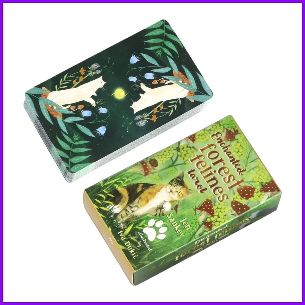 สําหรับ Enchanted Forest Felines Tarot เริ่มต้น Tarot Deck Divination การ์ดเกมสําหรับครอบครัว Family