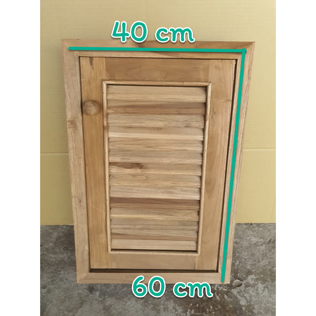 บานซิงค์ บานเกล็ด บานลูกฟักเต็ม บานครึ่งลูกฟักครึ่งเกล็ด ไม้สัก ขนาด 60x40 ซม. บานเกล็ดมีมุ้งกันแมลง บานซิงค์ ไม้ ไม้สัก