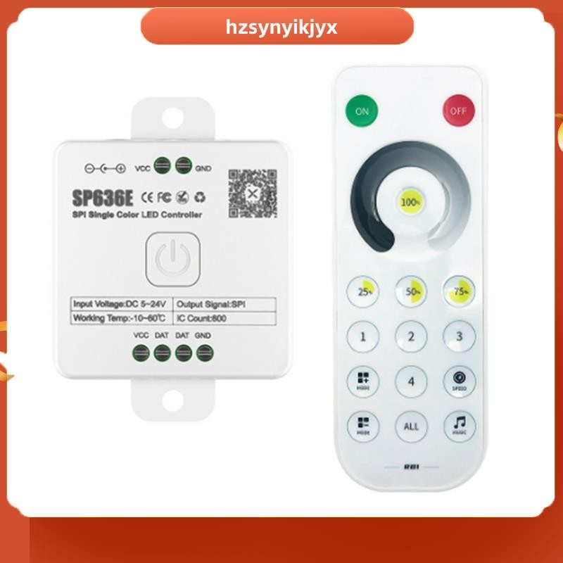 hzsynyikjyxAND-SP636E SPI DC5-24v คอนโทรลเลอร์ขาวดําพร้อมรีโมทคอนโทรลรองรับรีโมทคอนโทรลสัมผัส 2.4G