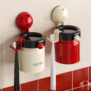 ที่วางแปรงสีฟัน ที่เก็บแปรงสีฟันแบบติดผนัง แบบถ้วยดูดคู่ ชั้…