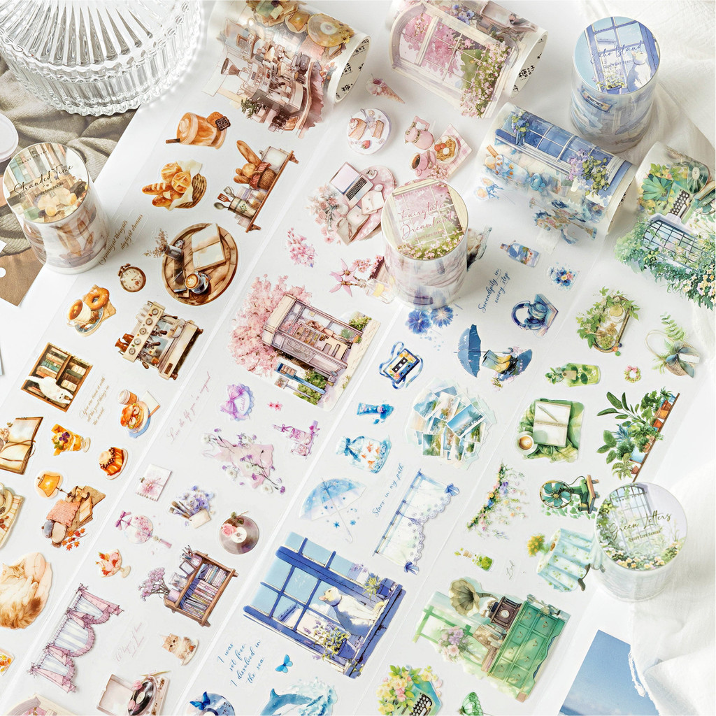 Sugar Poetry PET Die-Cut Tape Silent Life Series Daily Life Theme คู่มือ diy ฉากภูมิทัศน์ Collage