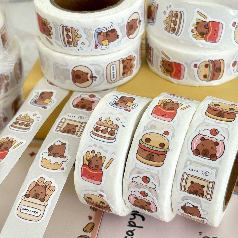 BANDOLERA 500 ชิ้น Capybara สติกเกอร์, PVC กันน้ํา Self-Adhesive Decals, แฟชั่นสร้างแรงบันดาลใจเครื่องเขียนป้ายสมุดภาพ - รูปที่ 4