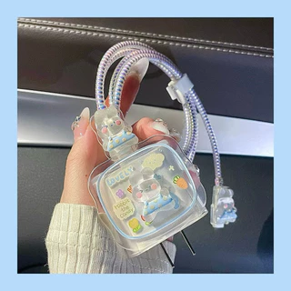 5 in 1 PD 18W/20W หัวชาร์จฝาครอบป้องกันม้วนเก็บสาย ชุดถนอมสายชาร์จลายการ์ตูนน่ารัก/เคสTPUหัวชาร์จ