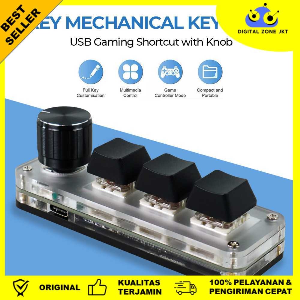 คีย์บอร์ดเชิงกล 3 คีย์ ลัดสําหรับเล่นเกม USB พร้อมลูกบิด - VD3