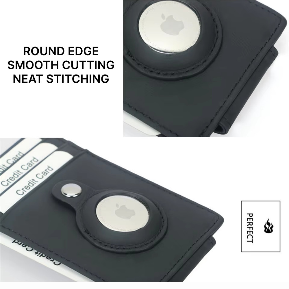1CLICK2BUY ZEST Anti-RFID Leather Wallet Card Holder with AirTag - TQ-235