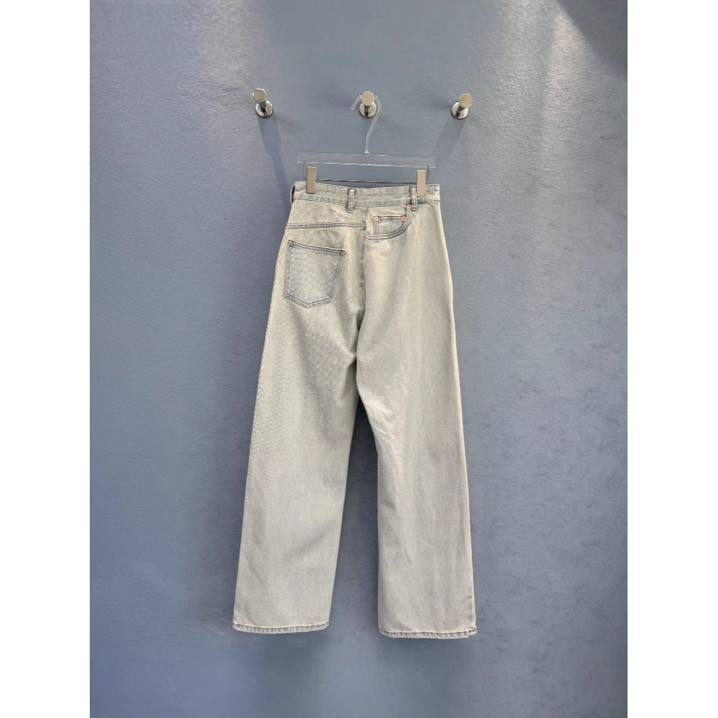 ใต้น้ํามัน2025ต้นฤดูใบไม้ผลิสไตล์ใหม่มม6ย้อนยุคสกปรกย้อมล้างน้ําด้อยเอวสูงหลวมขากว้างย้อนกลับสวมใส่ก