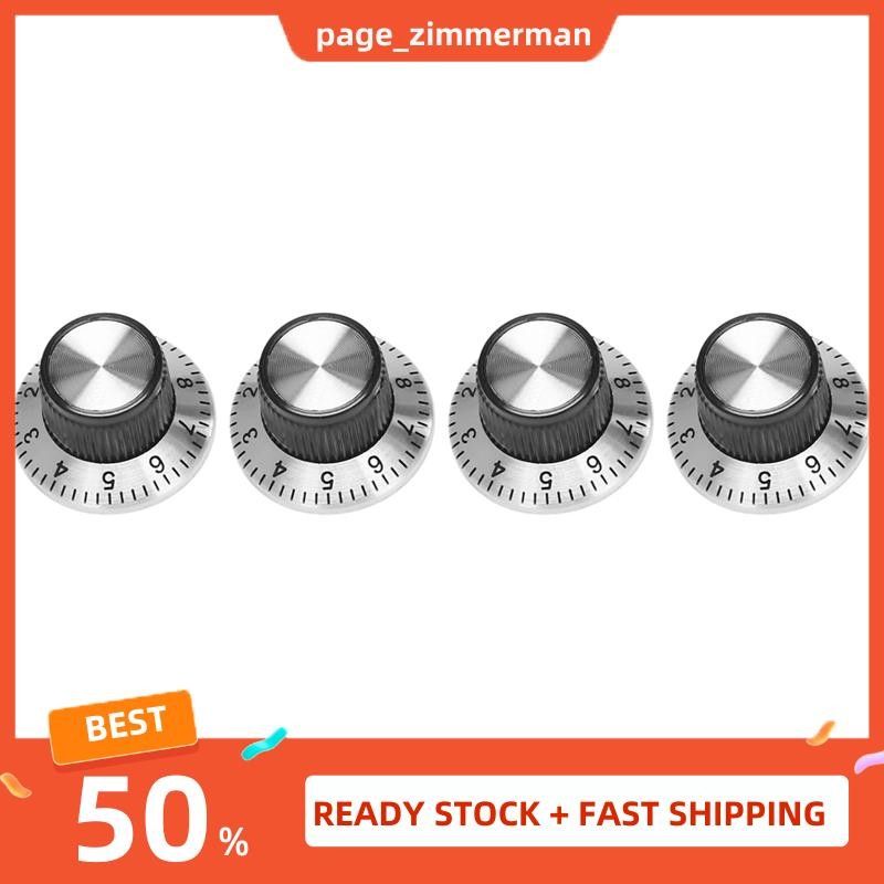 In Stock 4 x potentiometer ลูกบิดโลหะหม้อพร้อมจานหมุน 0-9 สําหรับลูกบิดเพลา 6 มม.