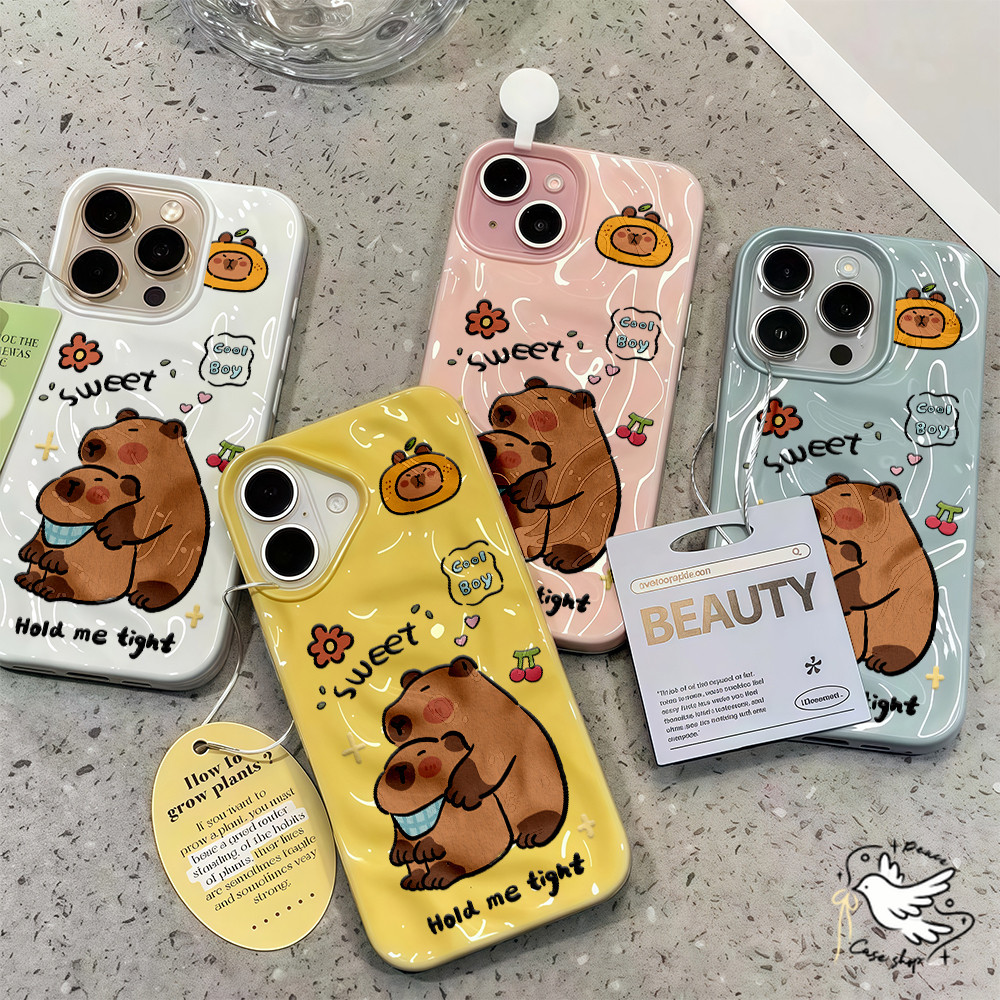 COD-ในไทย💥For iPhone 16 15 14 13 12 11 Pro Max X XS XR XS 7 8 Plus เคส หมีน้อยน่ารัก Candy Color Wave เคสนิ่ม กันกระแทก