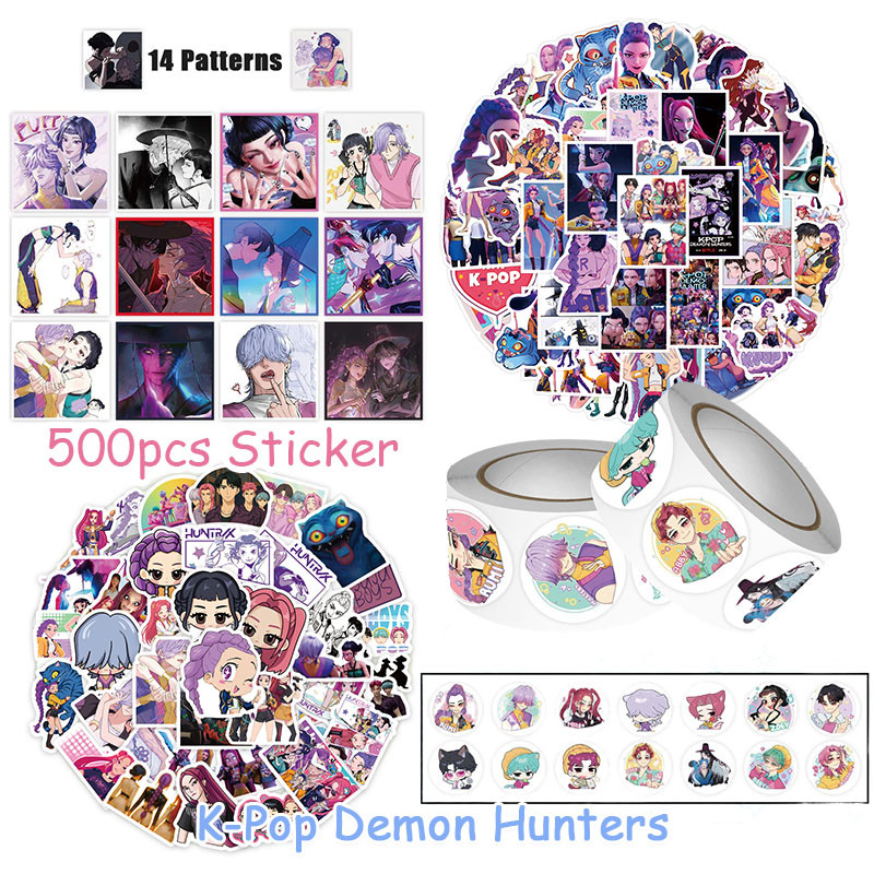 500pcs KPop Demon Hunters Diy Sticker Saja Boys Creative Handbook Decorative Sticker