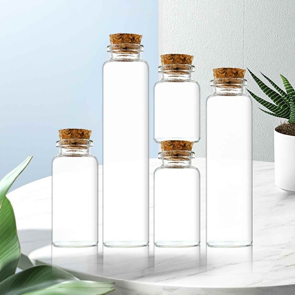 โหลแก้วเล็กพร้อมจุก BOTTOM - ขวดแก้วเล็กฝาไม้มินิ -VA888