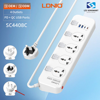 LDNIO ของแท้100% LDNIO SC4408C ปลั๊กพ่วง 4 ช่อง 4 USB 3.4A M…