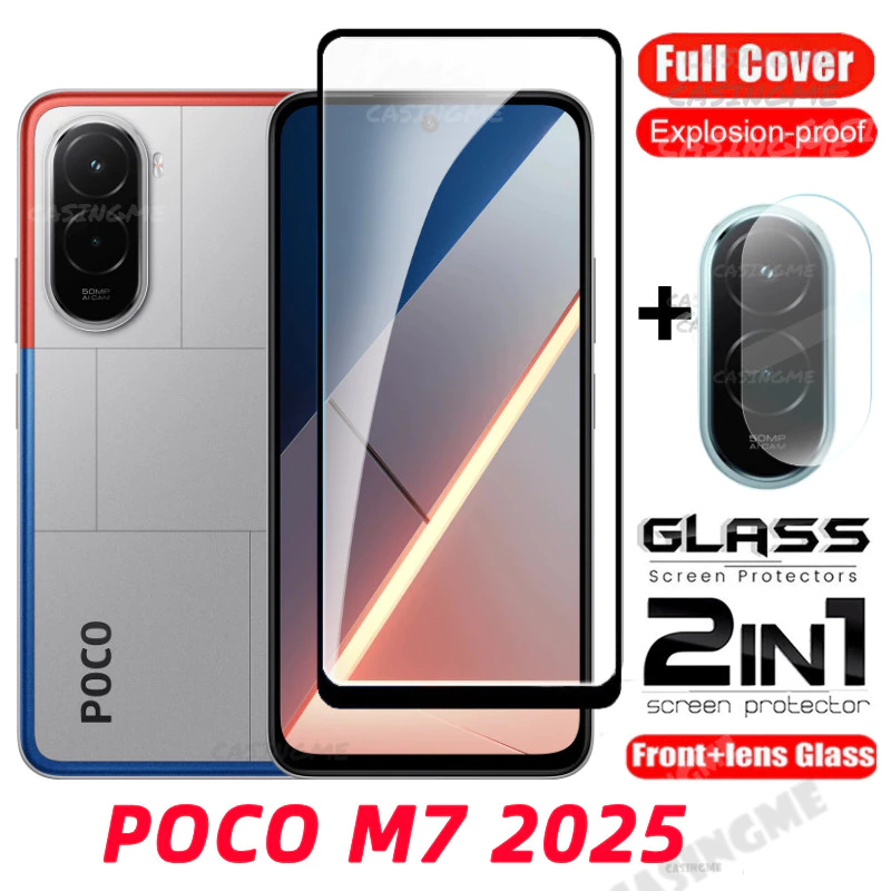 POCO M7 2025 4G ป้องกันหน้าจอโปร่งใสคลุมทั้งหมดฟิล์มสําหรับ POCO M7 POCOM7 M7 Plus M 7 Pro 4G 5G 2025 กระจกนิรภัยเลนส์กล้อง