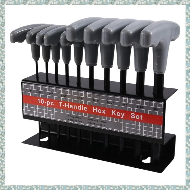 [h5bl3j6wj.ph] 10 ชิ้น Imperial Hex Key T-Handle ชุด 3/32"-3/8" ชุดประแจอัลเลนที่จับ T พร้อมชั้นเก็บ