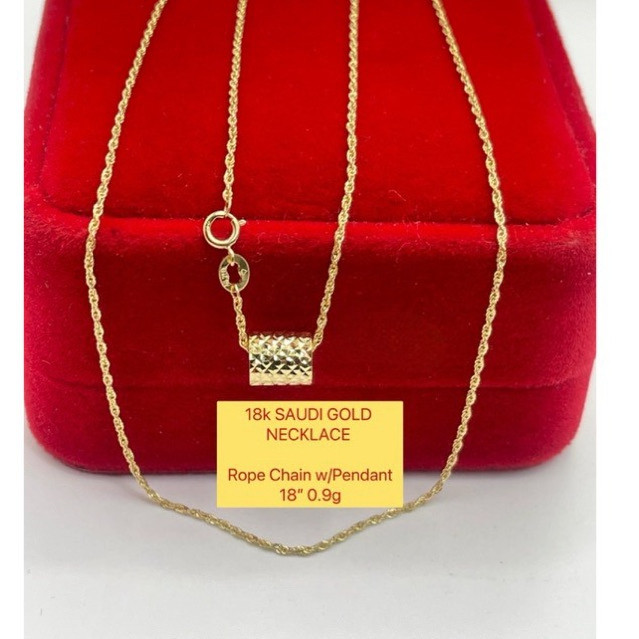 PAWNABLE 18k SAUDI GOLD NECKLACE W/Pendant