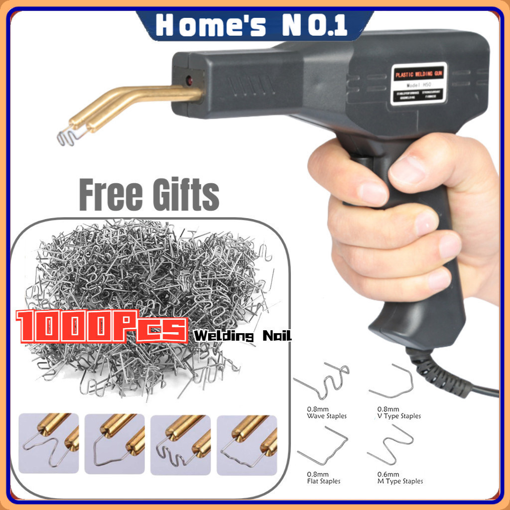 200w ชุดเครื่องเชื่อมพลาสติกแบบแมนนวลรถกันชนซ่อมเครื่องมือเชื่อมปืนเชื่อมชุดเล็บ ด้วยเล็บเชื่อม 1000 ชิ้น