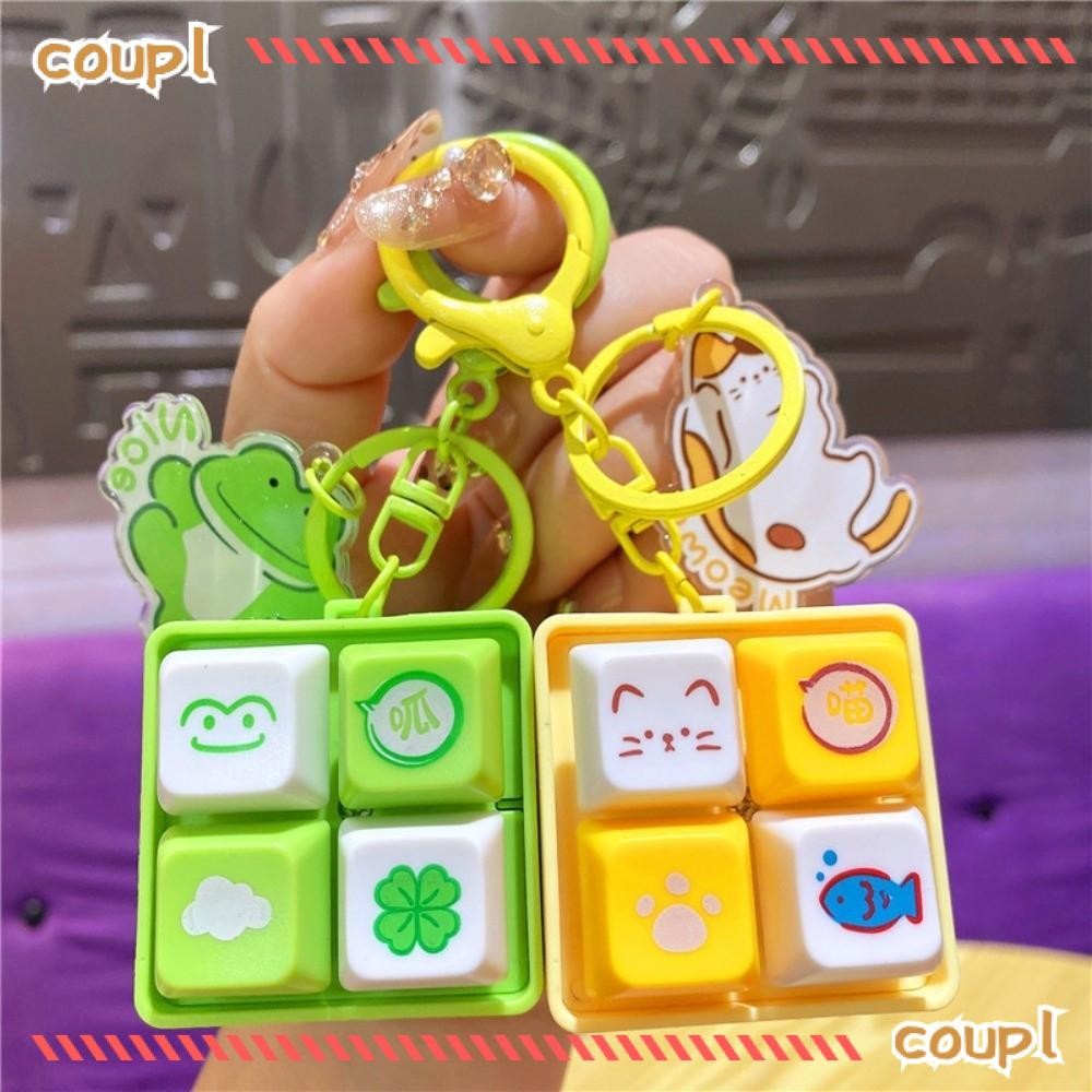 COUPL พวงกุญแจคีย์บอร์ด,การ์ตูน DIY คีย์บอร์ดความเครียดบรรเทาพวงกุญแจ,บรรเทาความเครียดผ่านเวลาปุ่มกดเครื่องทดสอบคีย์บอร์ดแบบกลไก