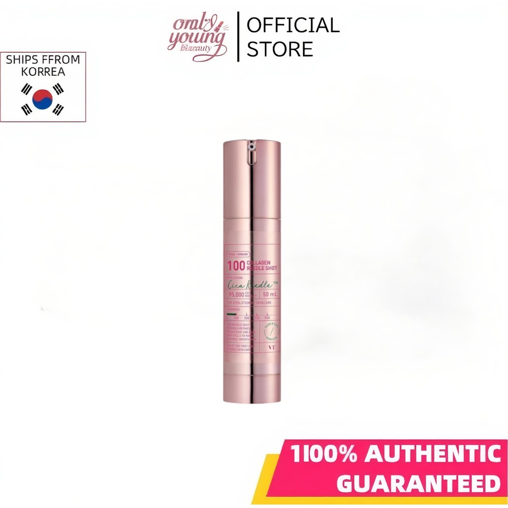 [VT] COSMETICS Collagen Reedle Shot 100, Collagen Microneedle Serum, Firming & Elasticity, 500Da Collagen Extract, Soft & Glass Skin Serum, Pink Collagen Serum, Korean Skin Booster 1.69F