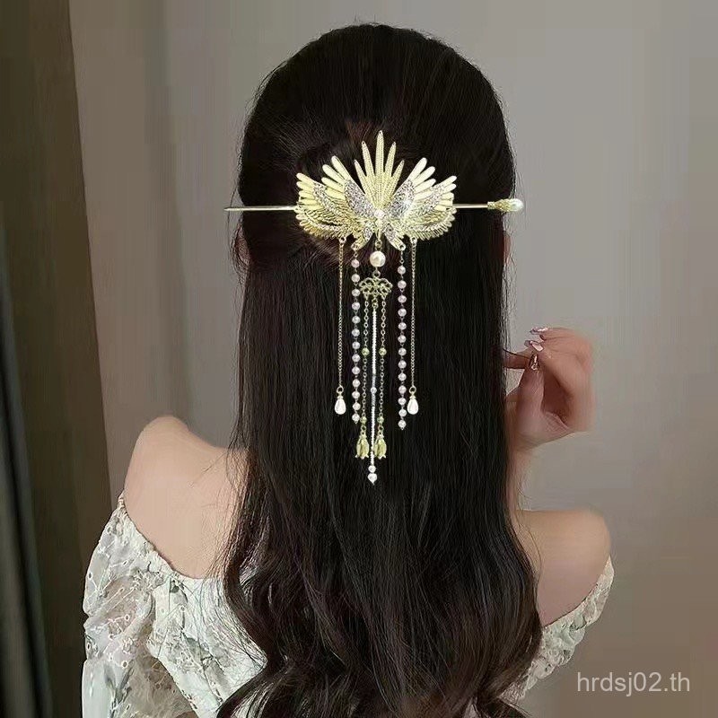 ใหม่สไตล์จีน Phoenix ปีกพู่มุก Hairpin หรูหรา Niche โบราณ Classy Cheongsam Hairpin ประณีต 888 87FB