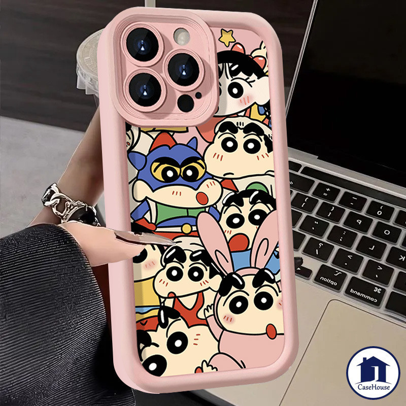 เคสซอฟท์เครยอนชินจังสุดน่ารักเข้ากันได้สำหรับ OPPO A15 A5s A58 A38 A16 A17 A12 A77 A54 A57 A78 A17K A7 A18 A3s A53 Reno