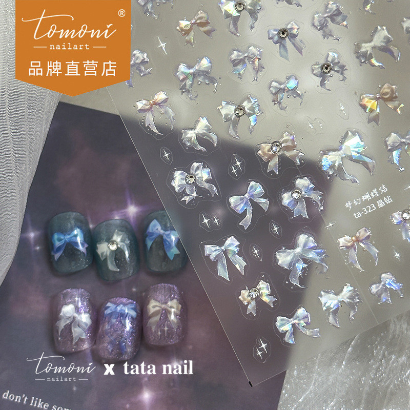 [Meow.Sensei] Tomoni ยี่ห้อ ta Cooperation สไตล์คริสตัลเพชรเล็บสติกเกอร์สไตล์ญี่ปุ่นสติกเกอร์เครื่องเขียน Bow TA322