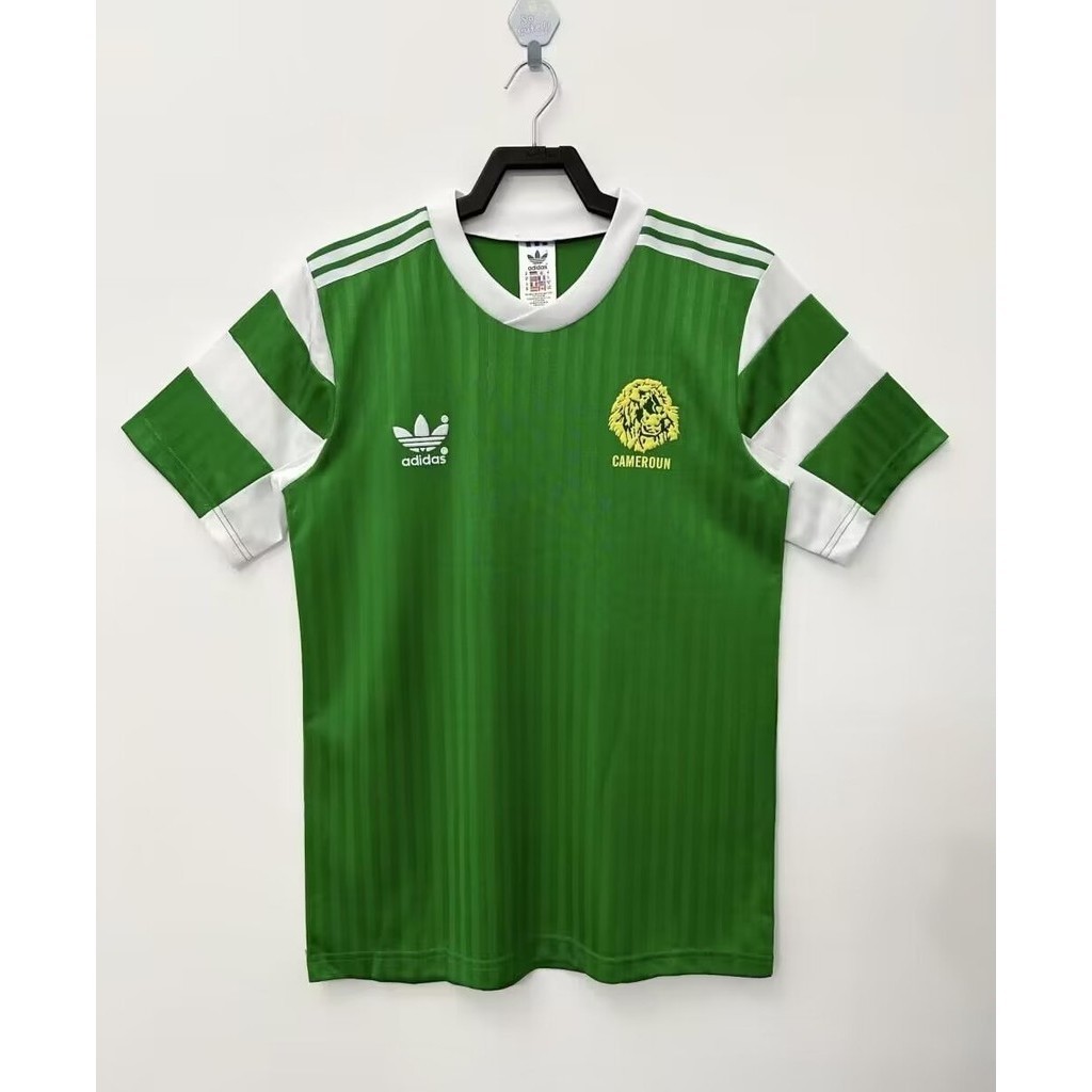 1990 Cameroon เสื้อฟุตบอลย้อนยุคที่บ้าน AAA + เสื้อฟุตบอลแขนสั้นคุณภาพสูง