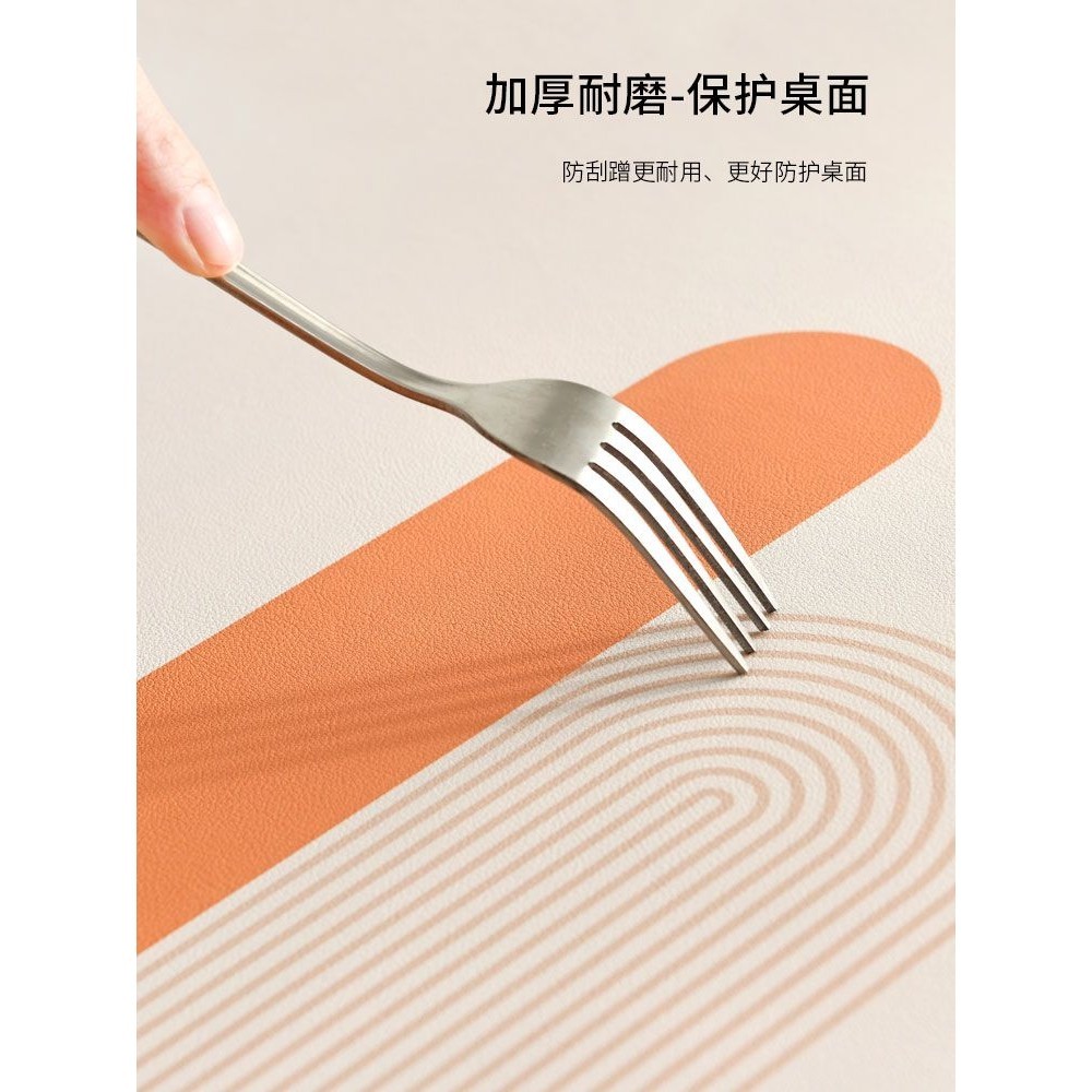 แผ่นรองโต๊ะหนังทรงกลมสไตล์โมเดิร์นไม่มีล้างกันน้ําและกันน้ํามันผ้าปูโต๊ะทรงกลมในครัวเรือน - รูปที่ 7