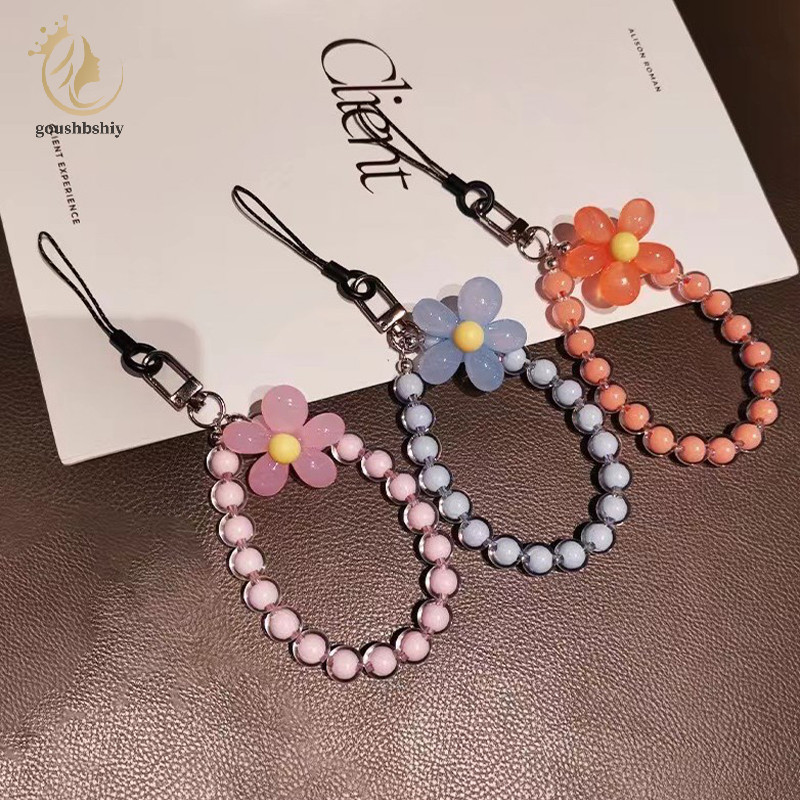 [goushbshiy] 1 ชิ้น Macaron-Colored Crystal Bead String แฟชั่นโทรศัพท์มือถือ Lanyard Ins สไตล์ Handmade ลูกปัด Anti-Lost โซ่โทรศัพท์มือถือ TH