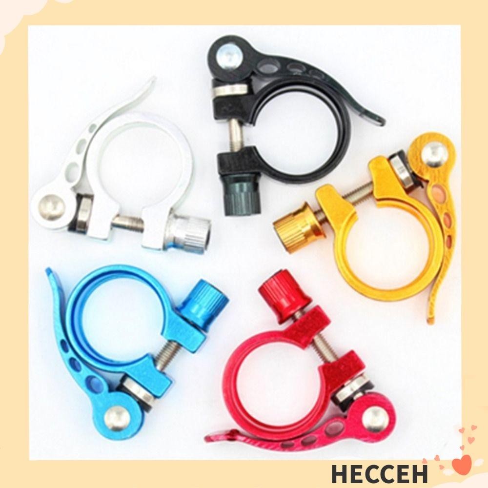 Hecceh จักรยาน Seat Clamp, อลูมิเนียมอัลลอยด์ 25.4/28.6/31.8/34.9 มม.จักรยาน Seatpost Clamps, ขี่จักรยานอะไหล่ Quick Release 5 สี Ultralight Seatpost Clamp จักรยาน