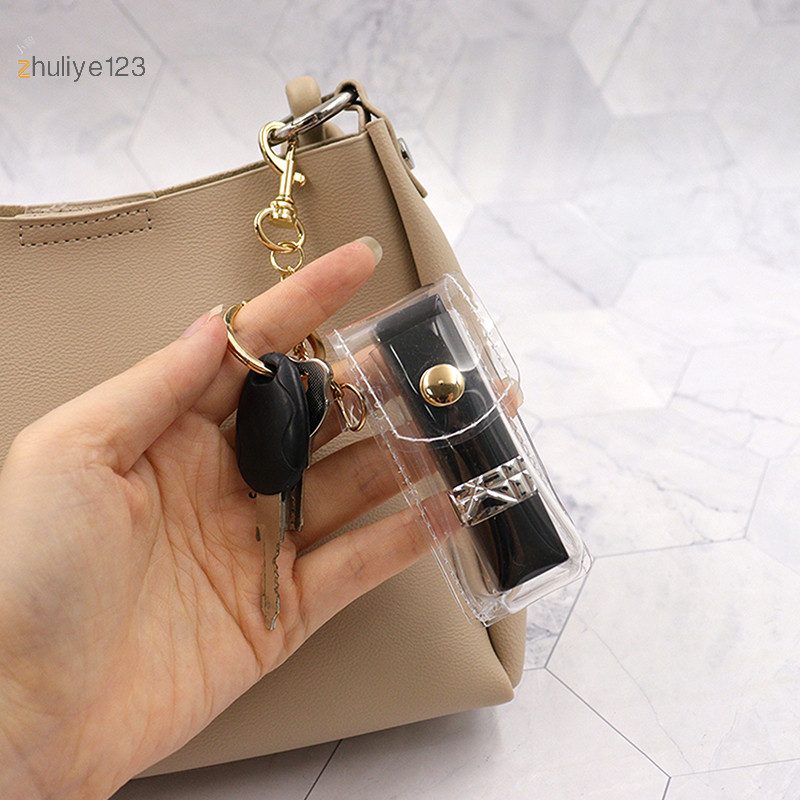 <zhuliye123> Chap กระเป๋าพวงกุญแจ PVC โปร่งใสแฟชั่น Lip Holder สําหรับกลางแจ้ง Lip Balm ริมฝีปาก Keyrings อุปกรณ์เสริม Nice