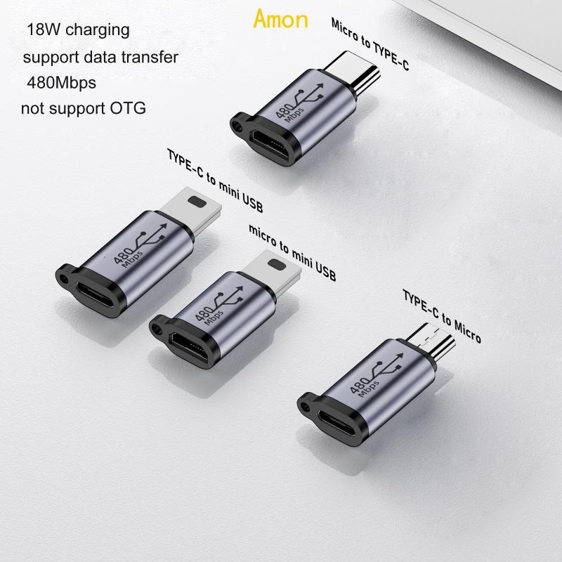 Amon USB-C to Mini USB MicroUSB Adapter ตัวแปลง Micro USB เป็น Type-C MiniUSB 480Mbps