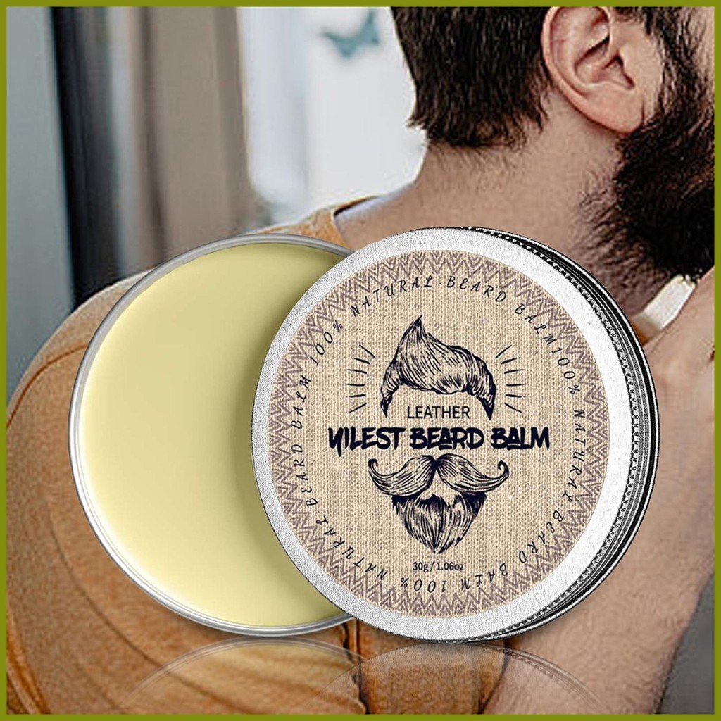 Beard Wax Balm Hair Wax Balm Smooth Mens Grooming อุปกรณ์เสริมครีมธรรมชาติ Conditioner สําหรับเครายาวนาน faotyth