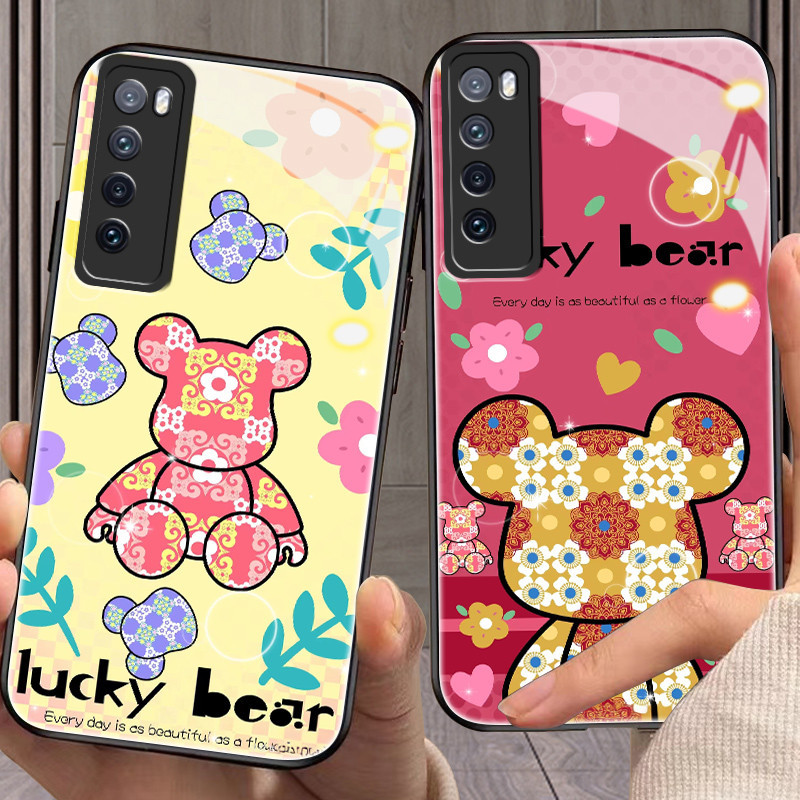 ดอกไม้สีแดงปลอกสําหรับ huawei nova 7/se/i,2/i/lite,3/i,4/e,5/t,6,8/i,9/se,10/se,11,y61,y70,y90,mate 