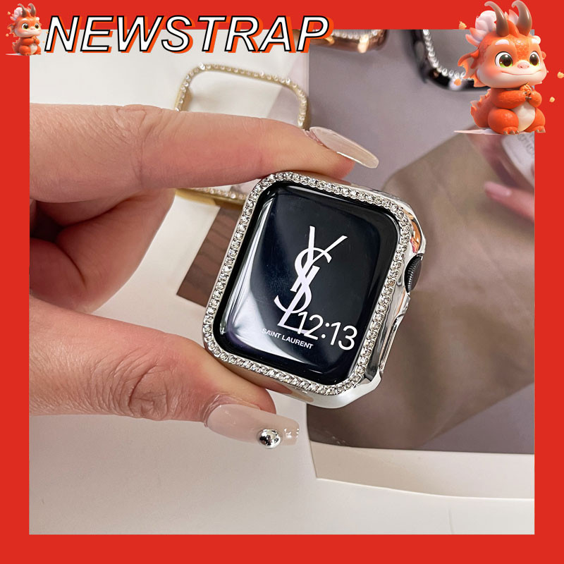สําหรับ Apple watch case 9 3 5 6 7 8 se Glass + เพชร 38 มม.42 มม.Bling กันชน Protector Apple watch 40 มม.44 มม.41 มม.45 มม.