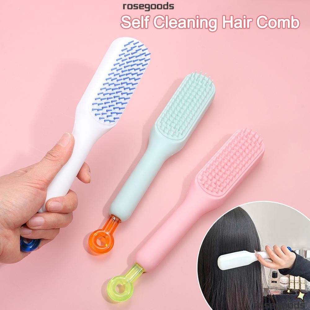 Rose Magic Retractable หวี, Anti-static ABS Self Cleaning หวีผม, Smoothing Self Cleaning Hairdressing Hairstyling เครื่องมือ