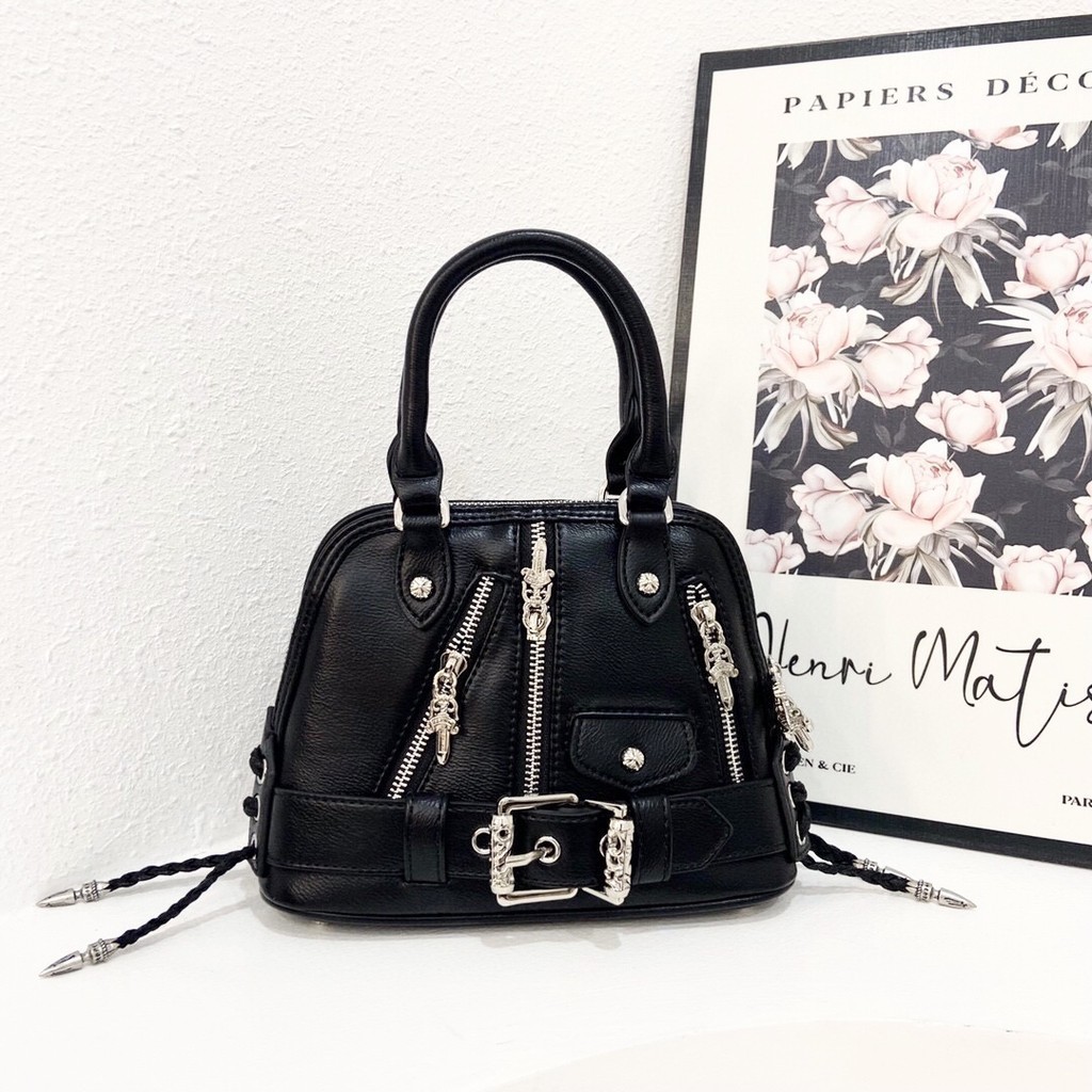 Chrome Hearts กระเป๋าผู้หญิงกระเป๋าถือกระเป๋าหญิง Rivet กระเป๋าสะพายข้างรถจักรยานยนต์ 6655