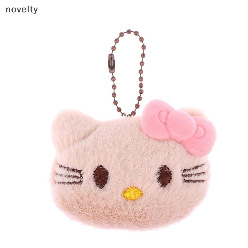 Nly Kawaii Squeak Bowknot Hello Kitty จี้ตุ๊กตาการ์ตูน Sanrio Cat ตุ๊กตาตุ๊กตาพวงกุญแจรถกระเป๋าเป้สะพายหลังกระเป๋าตกแต่งของขวัญ N