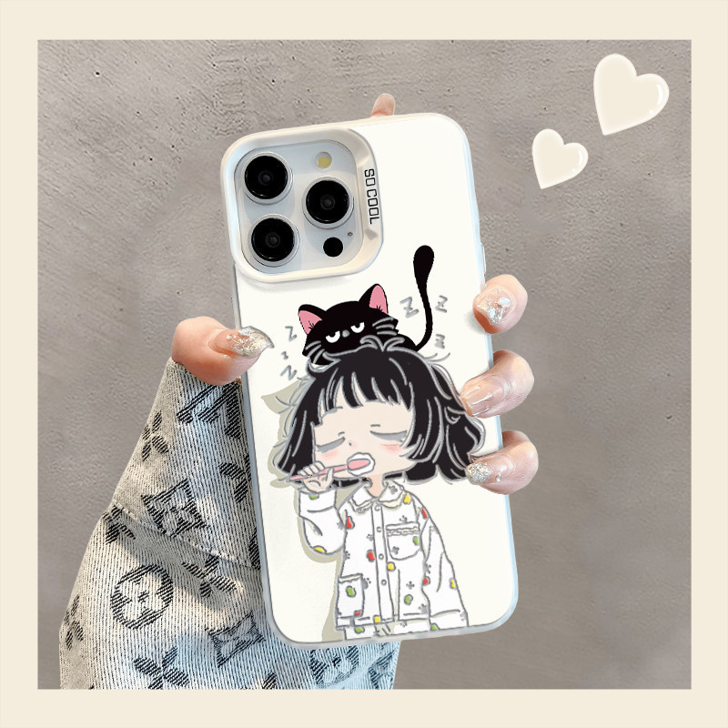 สาวอ้วนปลอกสําหรับiphone 15 14 13 12 11 Pro Plus Max X XR Xs Max Borderพิมพ์รวมทุกอย่างFullcoverกันกระแทก
