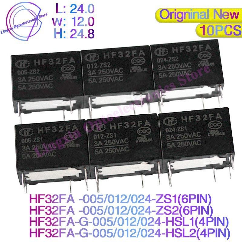 ✼Free shipping 10Pcs/lot HF32FA -G- 005 012 024 - ZS1 -ZS3- HSL1 -HSL2 4PIN 5Pins 3A 5A 10A relays 5